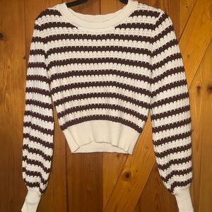 Faith & Zoe Brown and White Striped Sweater